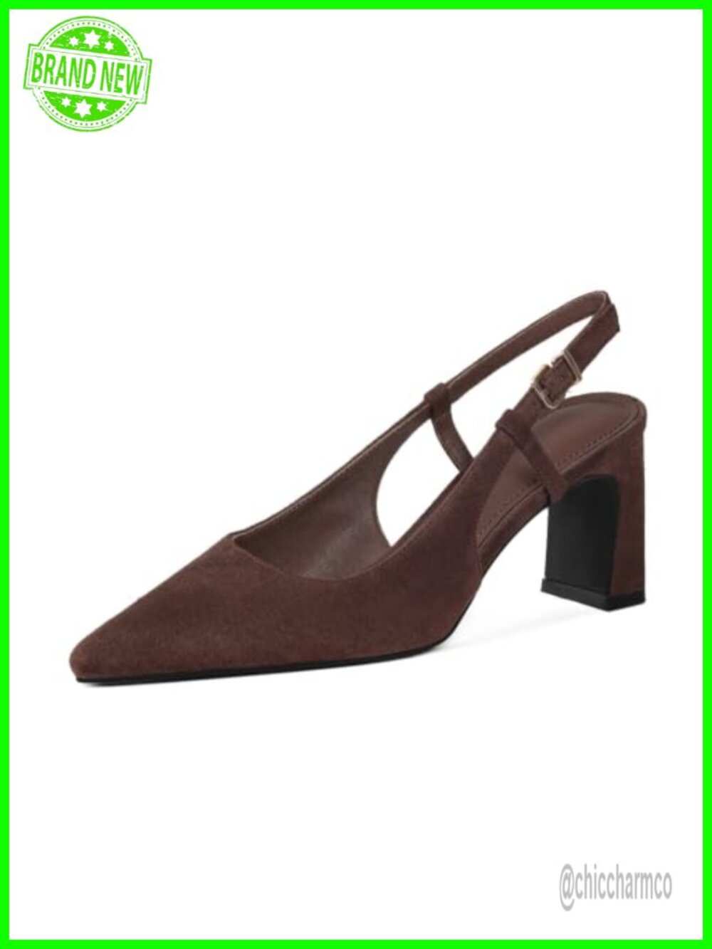 Women's Suede Slingback Block Heel Pumps Closed Toe Ankle Strap Work Heels